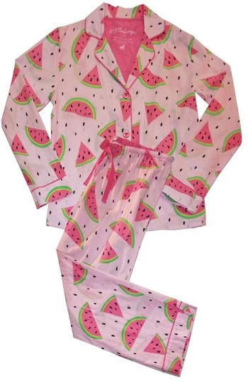 PJ Salvage Women's Sweet Sets "Watermelon" Lightweight Cotton Pajama Set in Pink - The Pajama Company - Size S