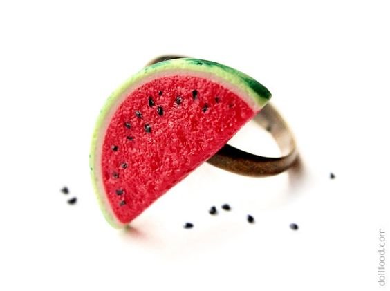 Watermelon Ring Food Jewelry by dollfoodminiatures on Etsy, $18.90