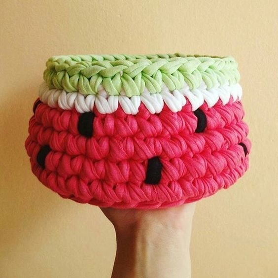 Watermelon crochet basket