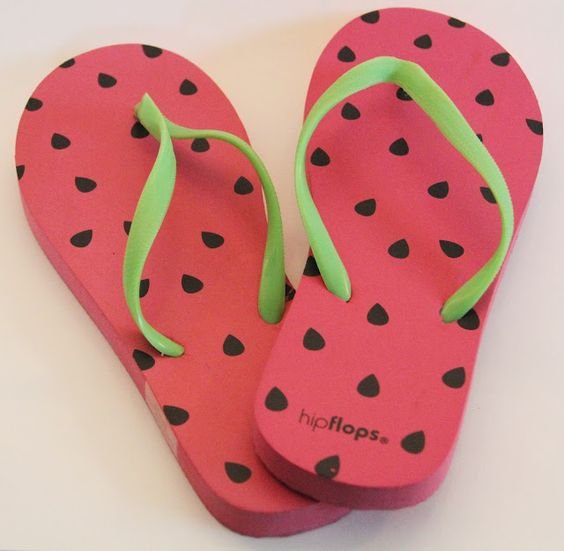 Watermelon themed flip flops - perfect for the summer! Found in the Target dollar bins.